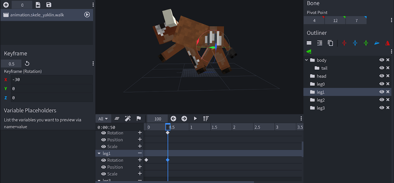 Blockbench Animation Timeline - Frame 2