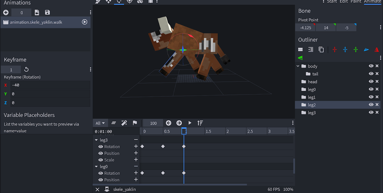 Blockbench Animation Settings - Loop Toggle