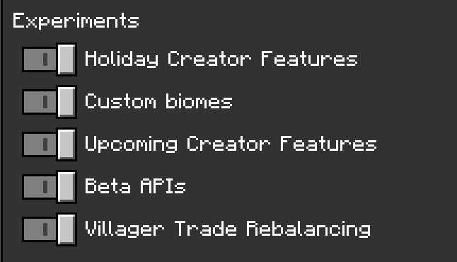 Minecraft create new world screen